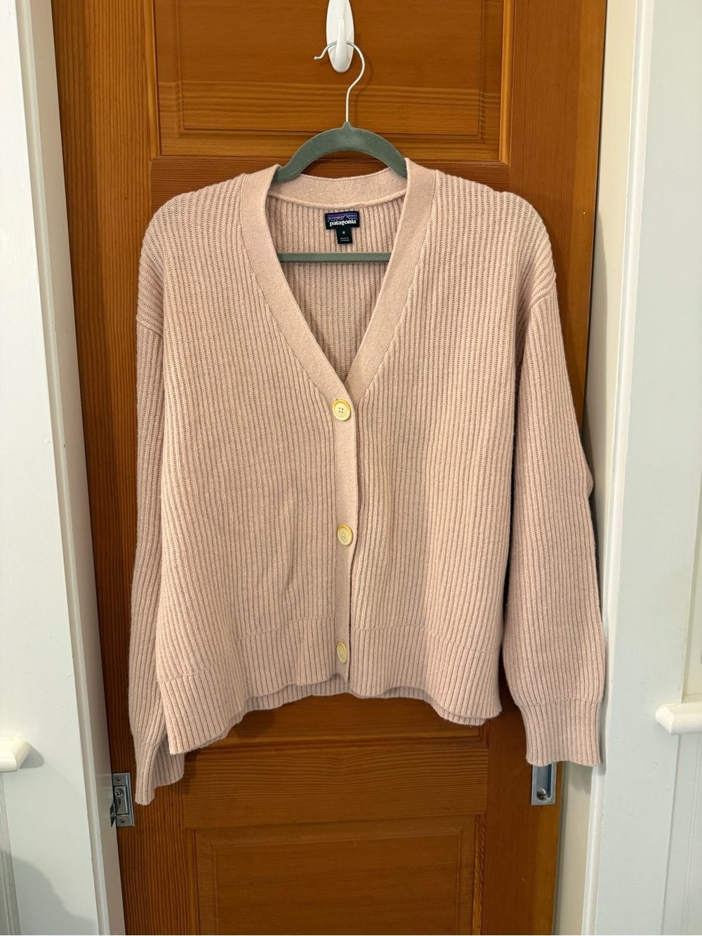 Patagonia Women’s Ribbed V-Neck Cardigan - Blush Pink - Picture 2 of 4